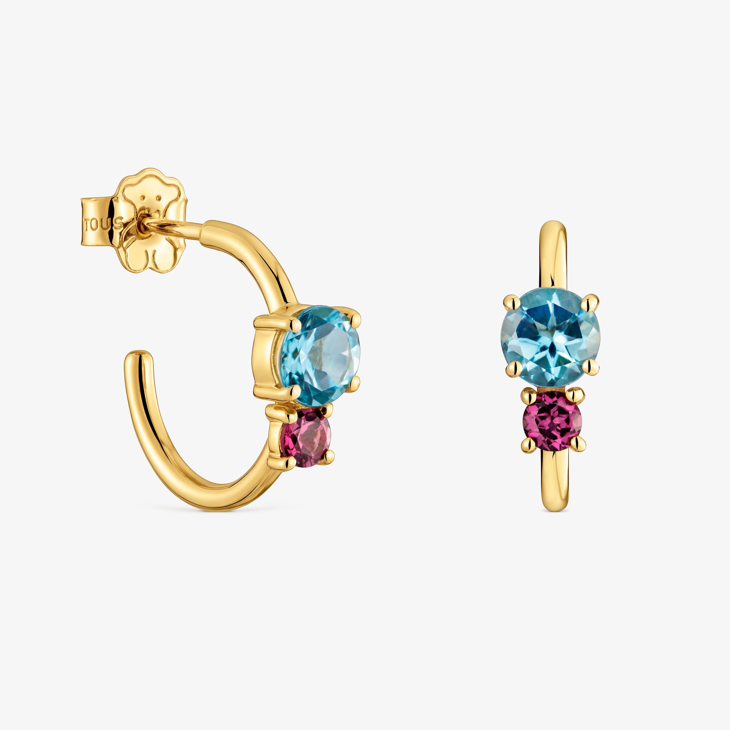 18kt gold, rhodolite and topaz Hoop earrings TOUS Ivette