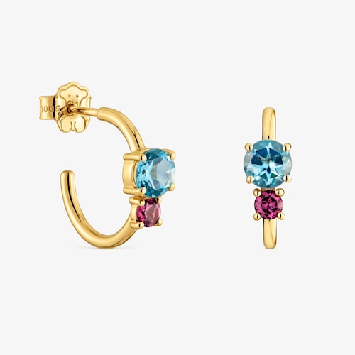 18kt gold, rhodolite and topaz Hoop earrings TOUS Ivette