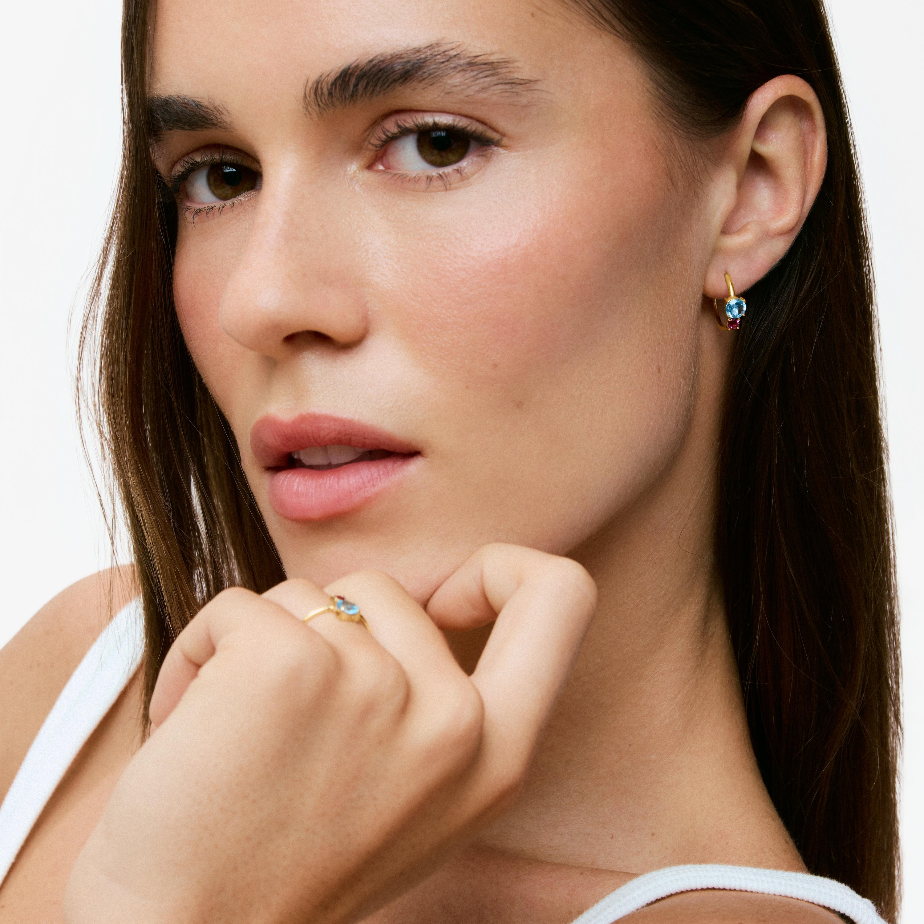 18kt gold, rhodolite and topaz Hoop earrings TOUS Ivette