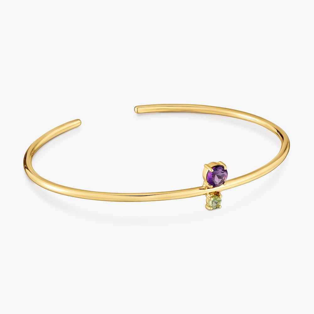 Pulsera esclava de oro 18 kt, peridoto y amatista Ivette