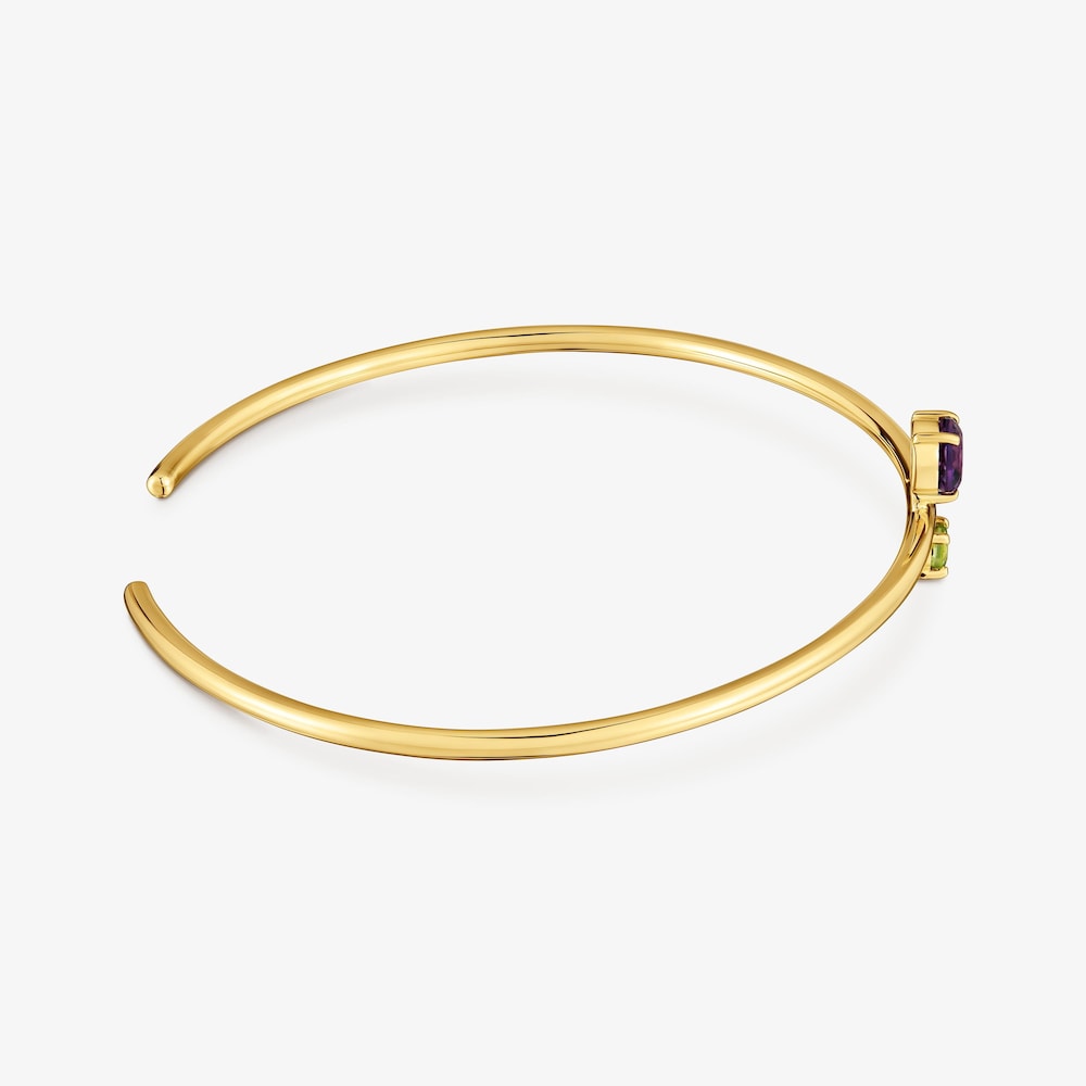 Pulsera esclava de oro 18 kt, peridoto y amatista Ivette