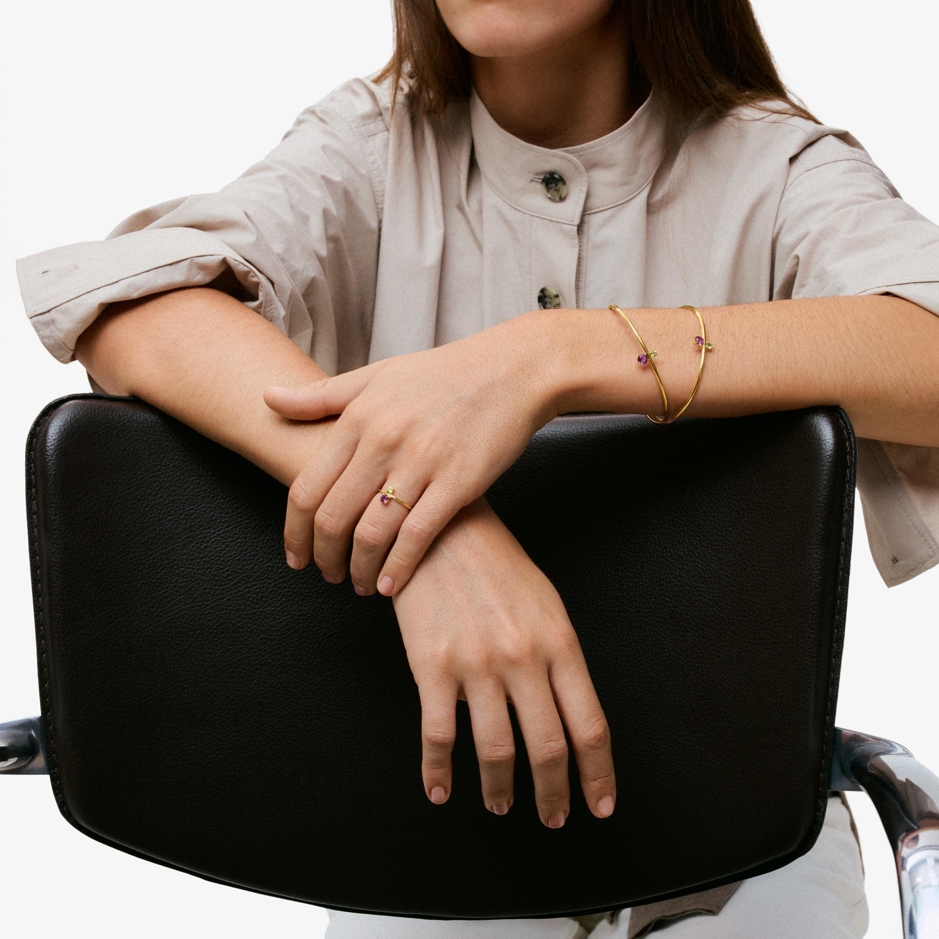18kt gold, peridot and amethyst Bangle TOUS Ivette