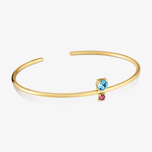 Pulsera esclava de oro 18 kt, rodolita y topacio Ivette