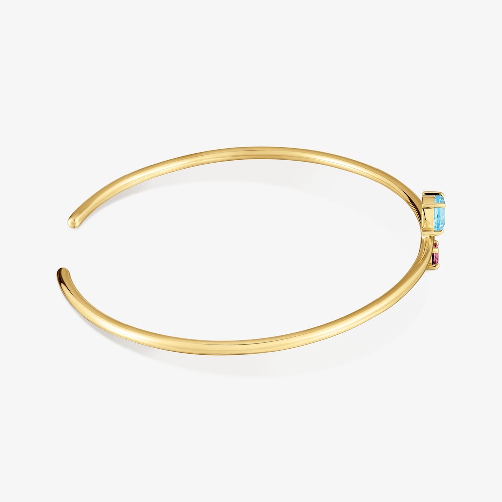 Pulsera esclava de oro 18 kt, rodolita y topacio Ivette