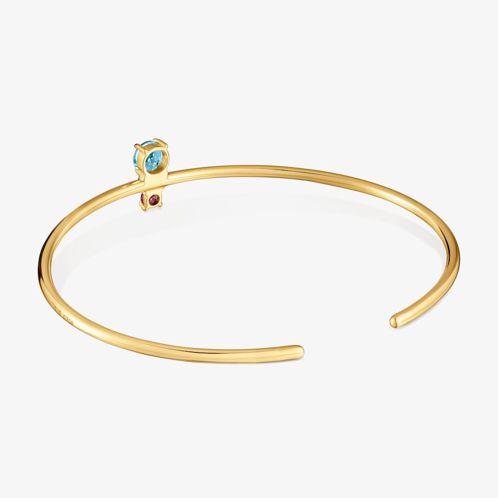 Pulsera esclava de oro 18 kt, rodolita y topacio Ivette