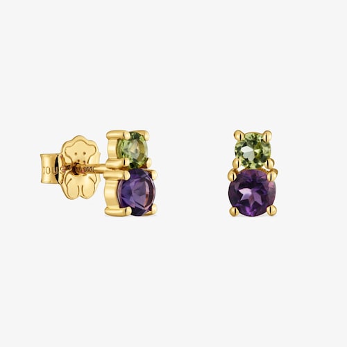 18kt gold, peridot and amethyst Earrings TOUS Ivette