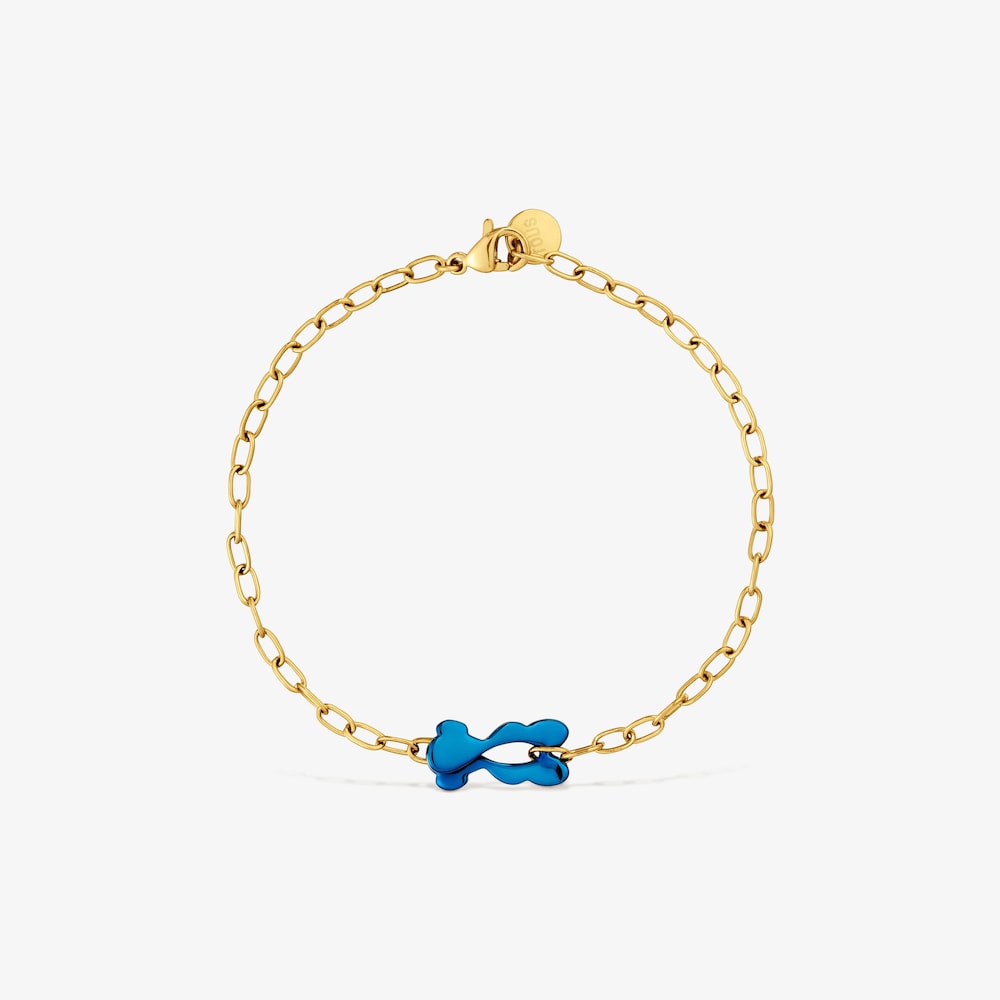 Pulsera oso azul y acero dorado TOUS Strain