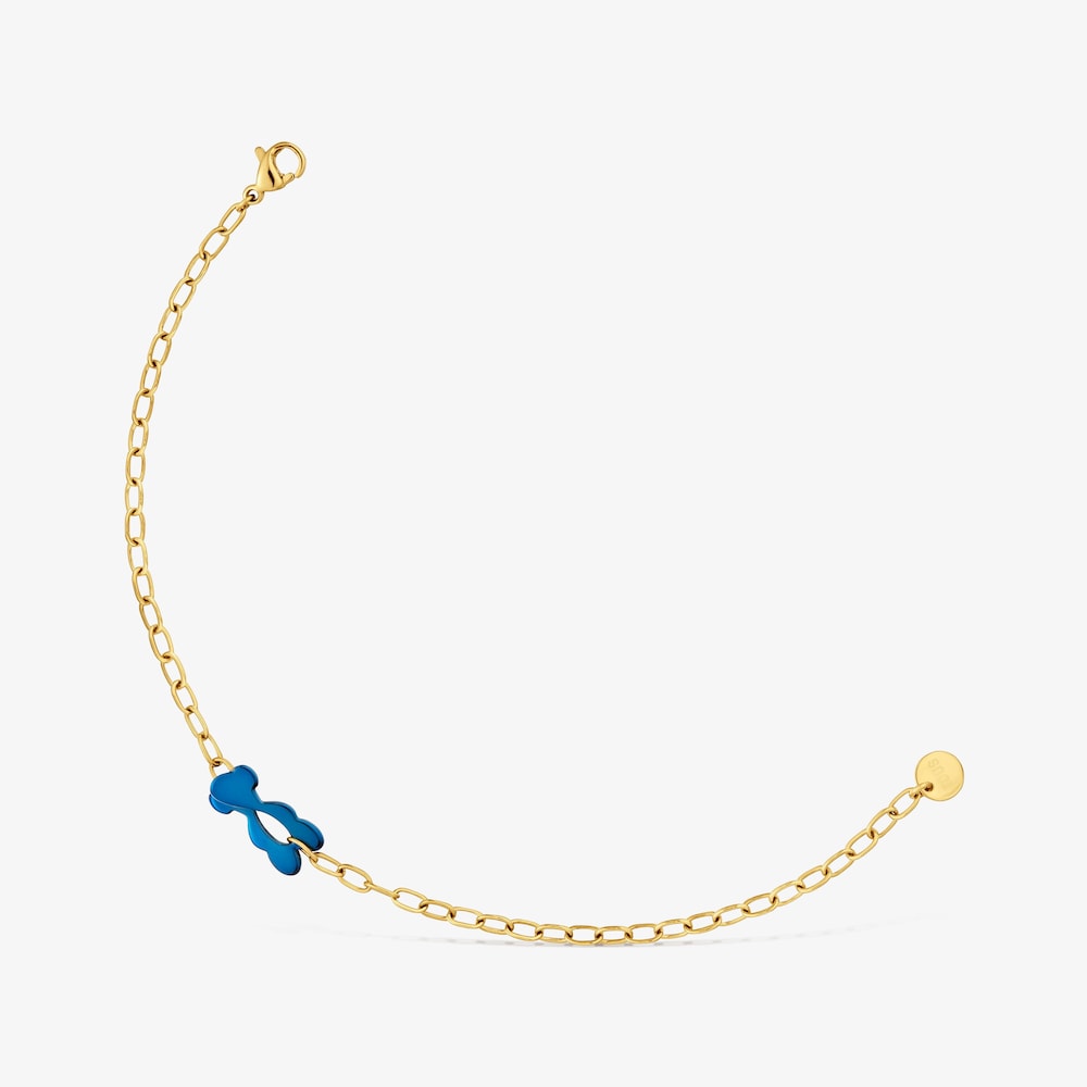 Pulsera oso azul y acero dorado TOUS Strain