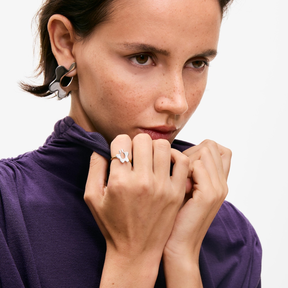 Anillo flor en acero bicolor TOUS Strain