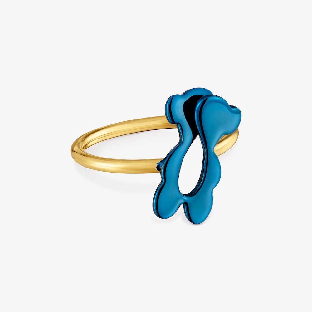 Anillo oso azul y acero dorado TOUS Strain