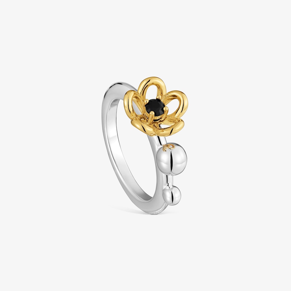 Two-tone Ring with onyx TOUS Maggie Blooming