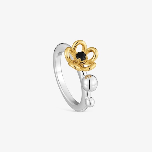 Two-tone Ring with onyx TOUS Maggie Blooming