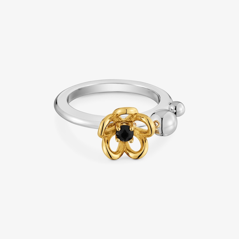 Two-tone Ring with onyx TOUS Maggie Blooming