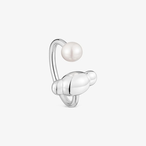 Anillo abierto de plata y perla cultivada Head to TOUS 