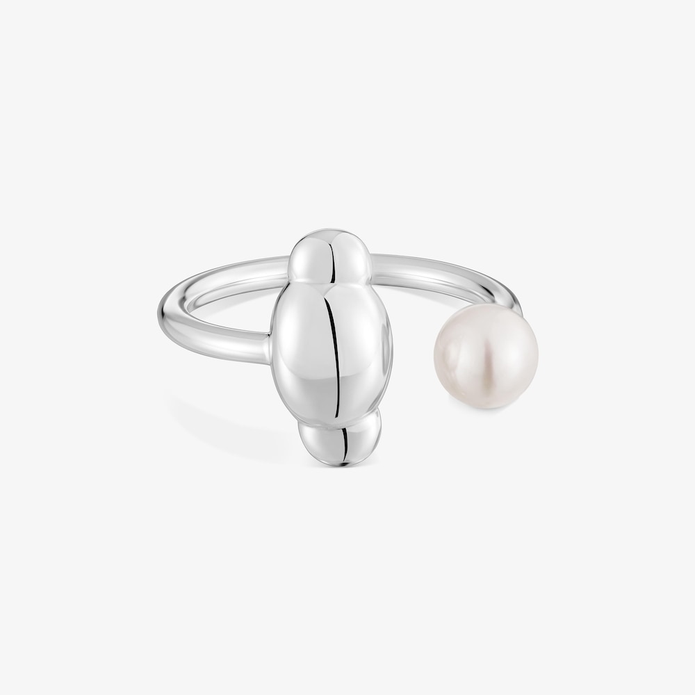 Anillo abierto de plata y perla cultivada Head to TOUS 