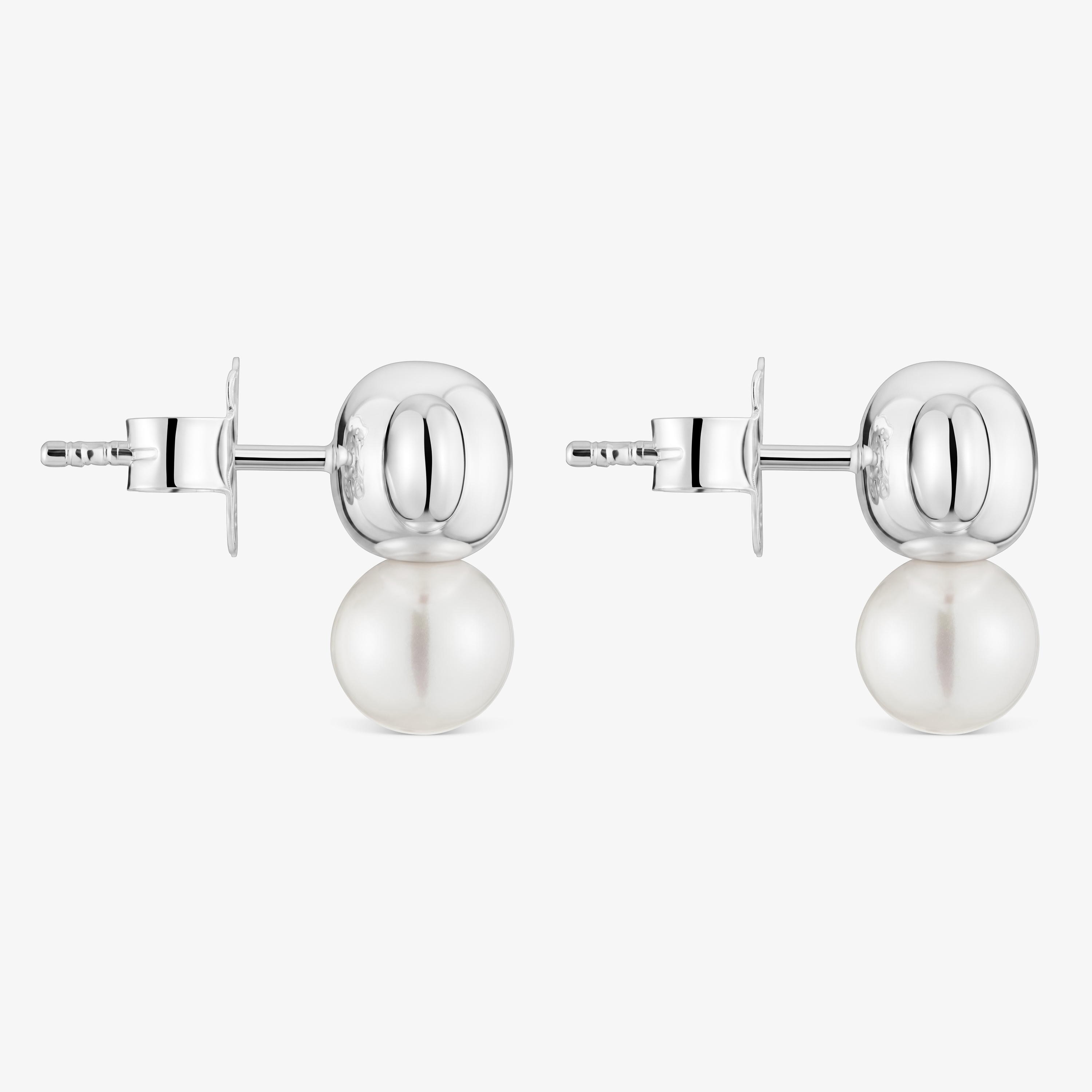 Silver and cultured pearl Earrings Head to TOUS 