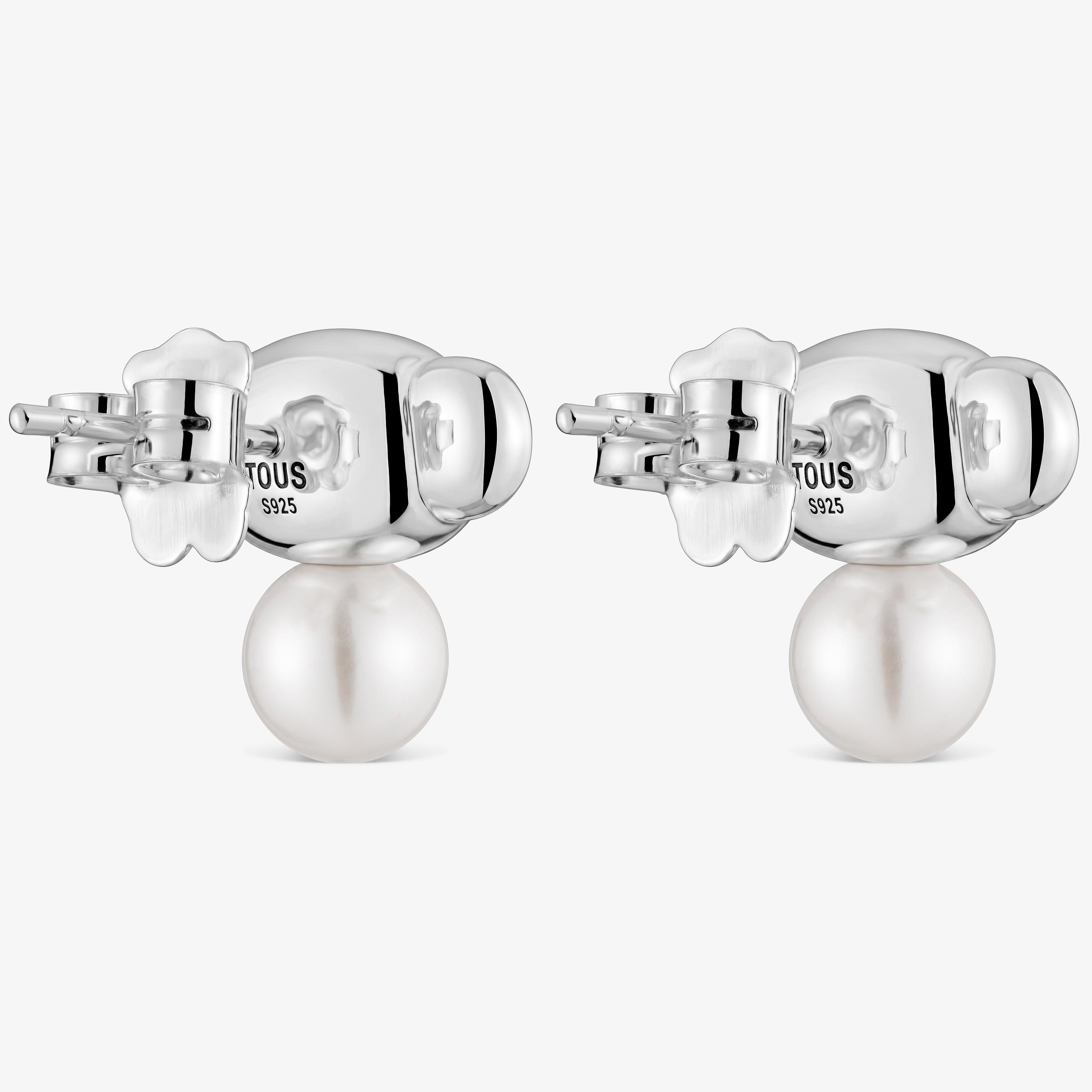 Silver and cultured pearl Earrings Head to TOUS 