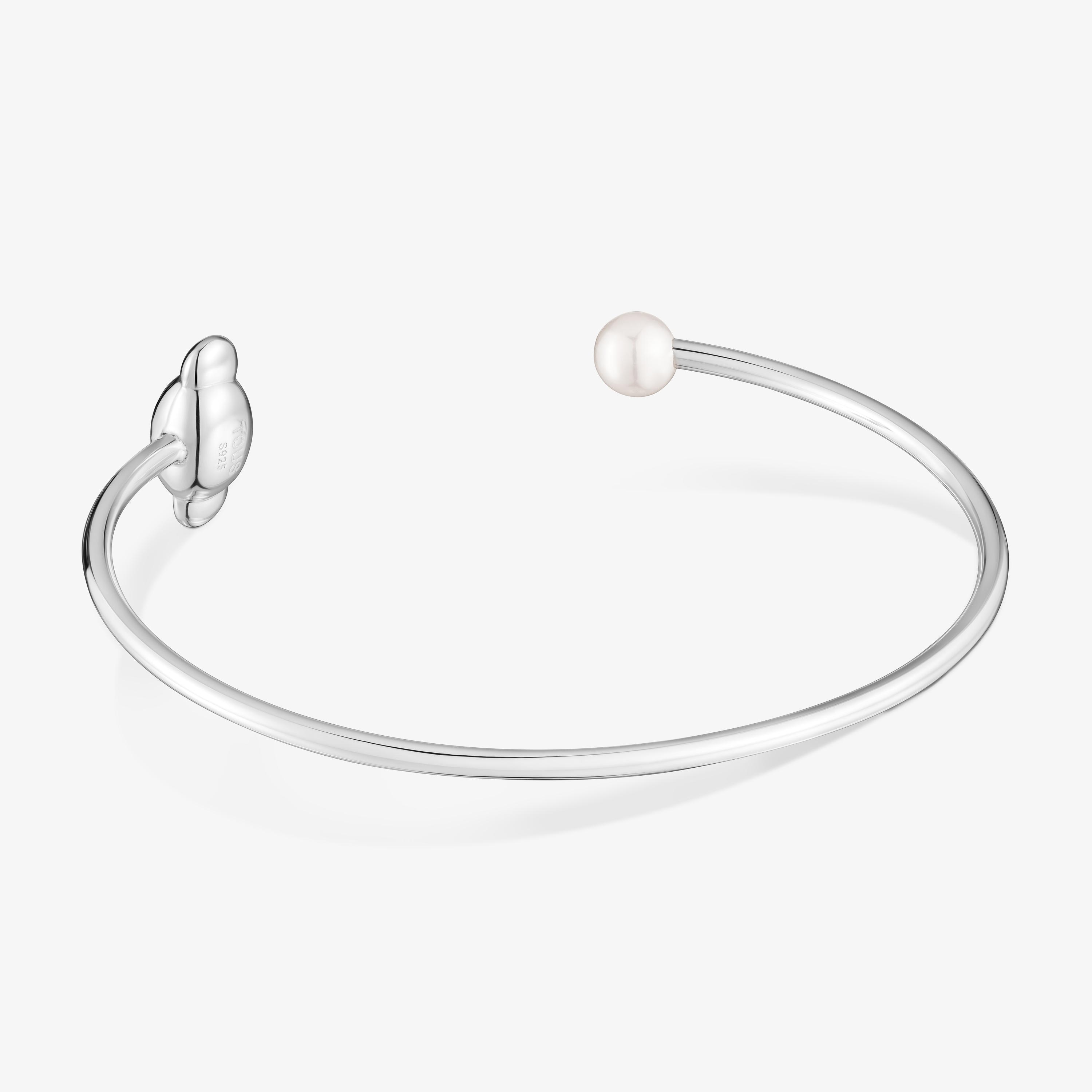 Silver Bangle with cultured pearl Head to TOUS