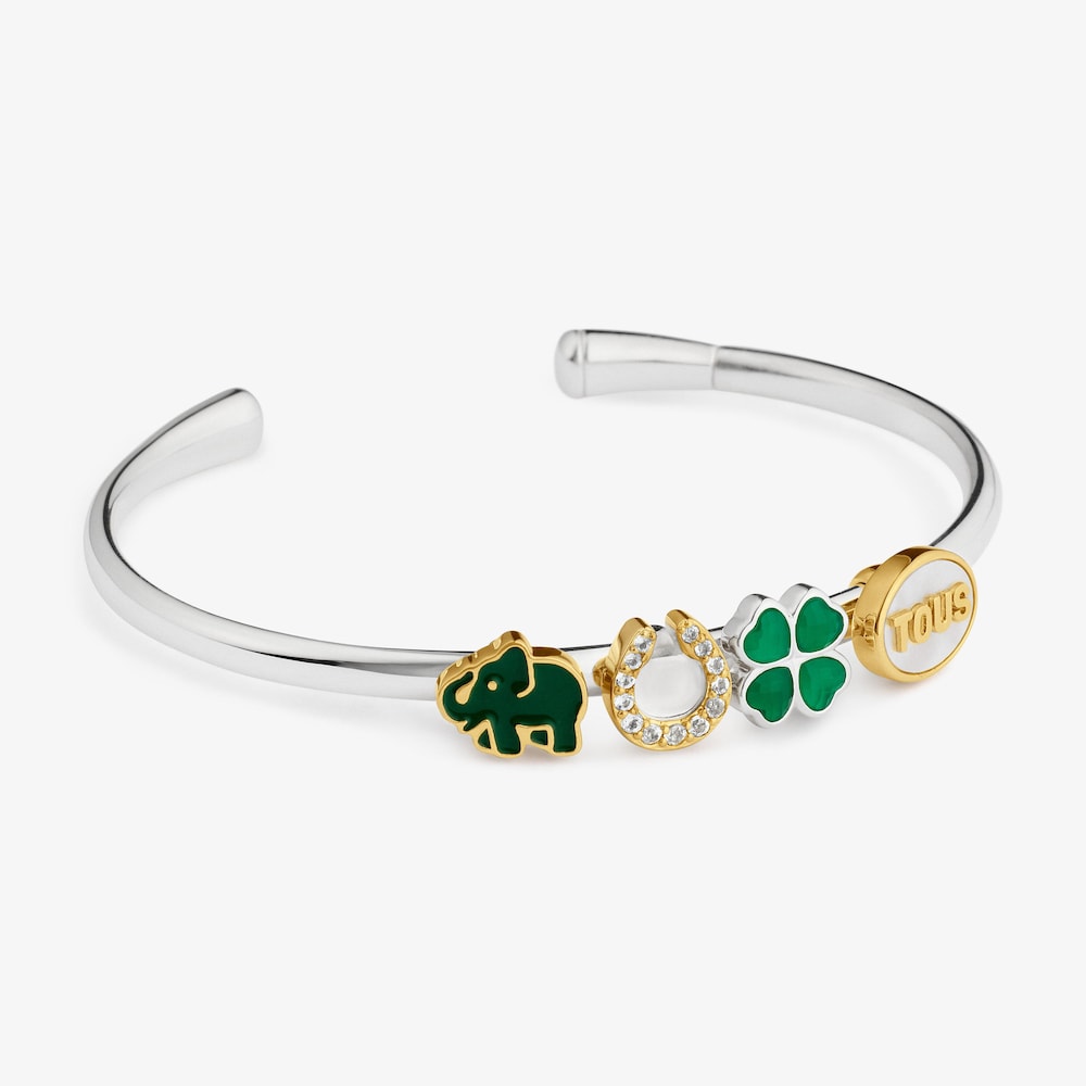 Charm quadrifoglio placcato argento con calcedonio TOUS Universe