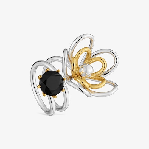 Two-tone spiral Ring with onyx TOUS Maggie Blooming