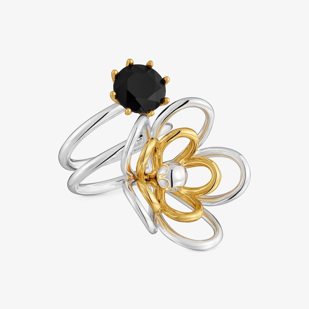 Two-tone spiral Ring with onyx TOUS Maggie Blooming