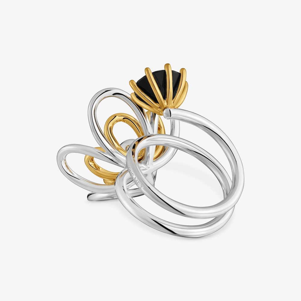 Two-tone spiral Ring with onyx TOUS Maggie Blooming