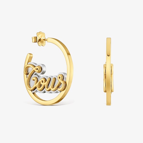 Pendientes aro de acero dorado TOUS Charming