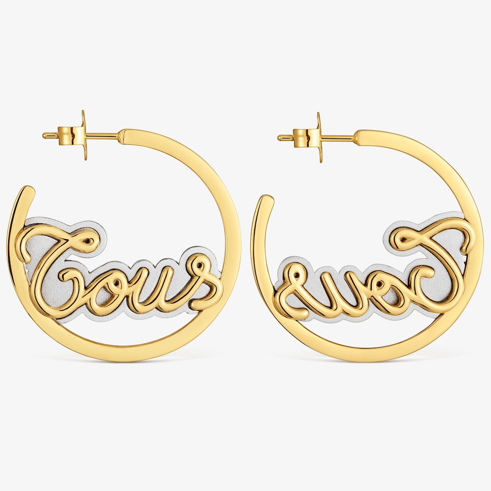 Pendientes aro de acero dorado TOUS Charming