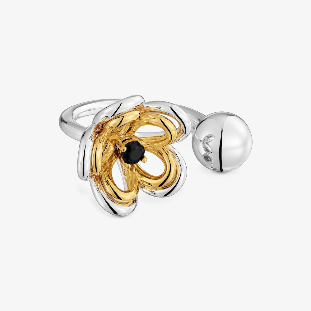 Anillo abierto bicolor con &oacute;nix TOUS Maggie Blooming