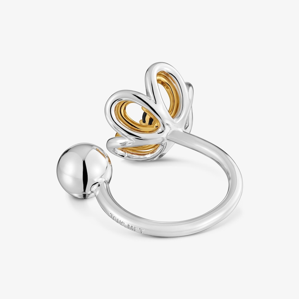 Anillo abierto bicolor con &oacute;nix TOUS Maggie Blooming