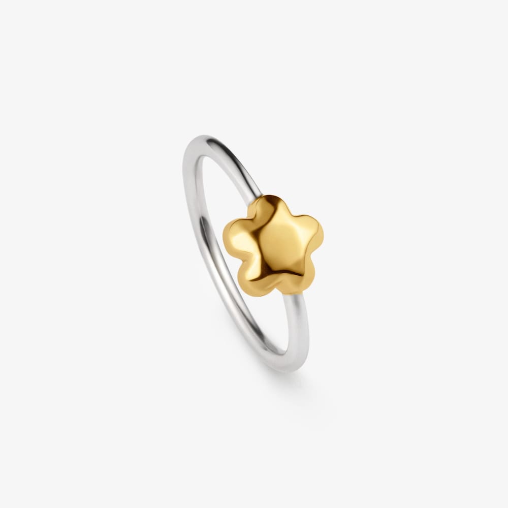 Zweifarbiger Ring mit Blumenmotiv Icon Metal