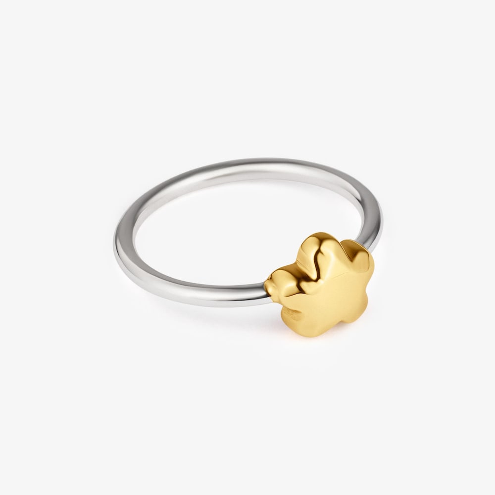 Zweifarbiger Ring mit Blumenmotiv Icon Metal