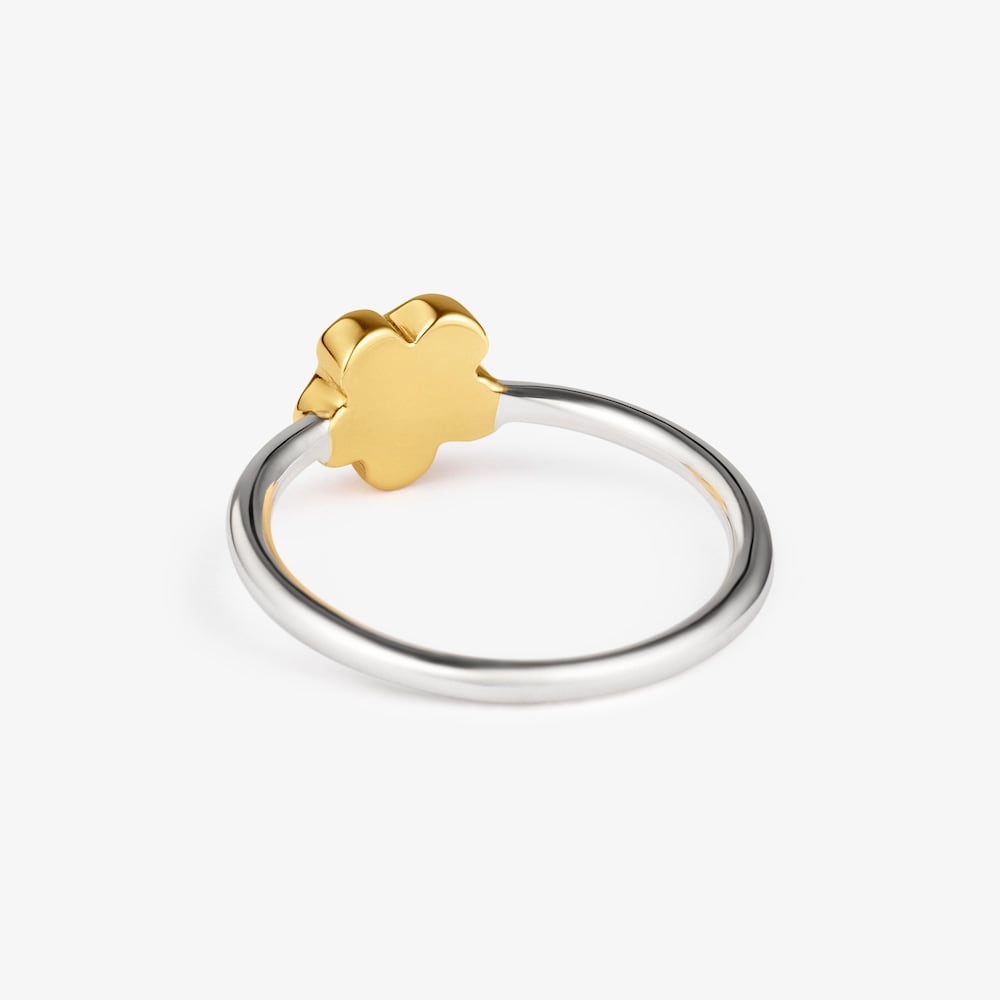 Zweifarbiger Ring mit Blumenmotiv Icon Metal