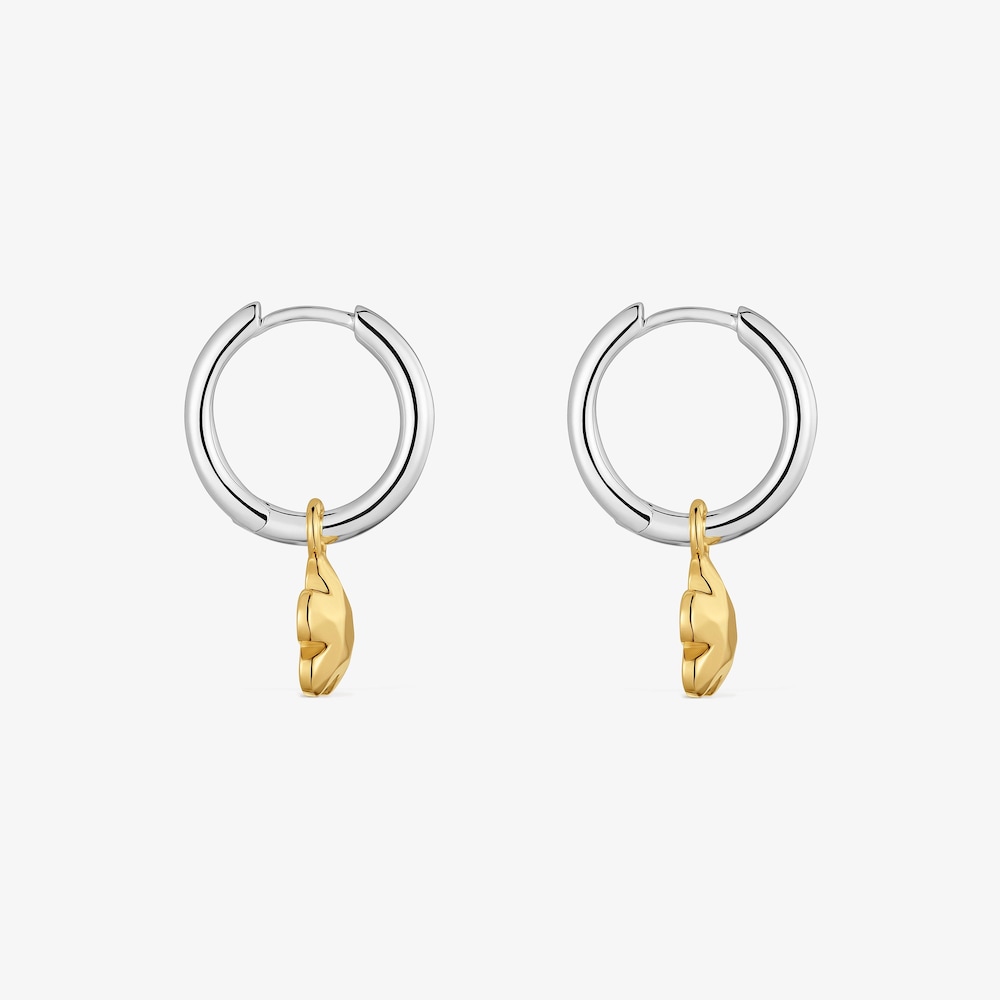 Boucles d&rsquo;oreilles anneaux fleur bicolore Icon Metal