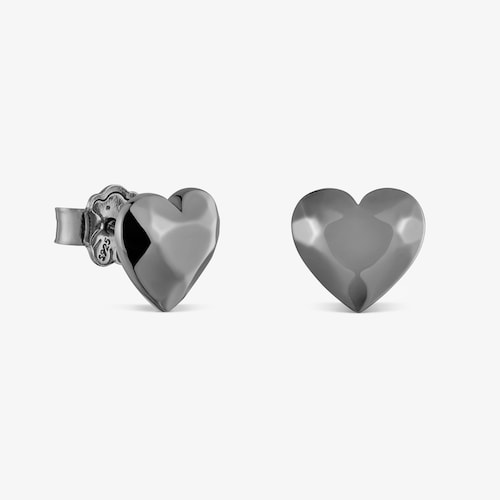Boucles d&rsquo;oreilles c&oelig;ur en argent dark silver Icon Metal