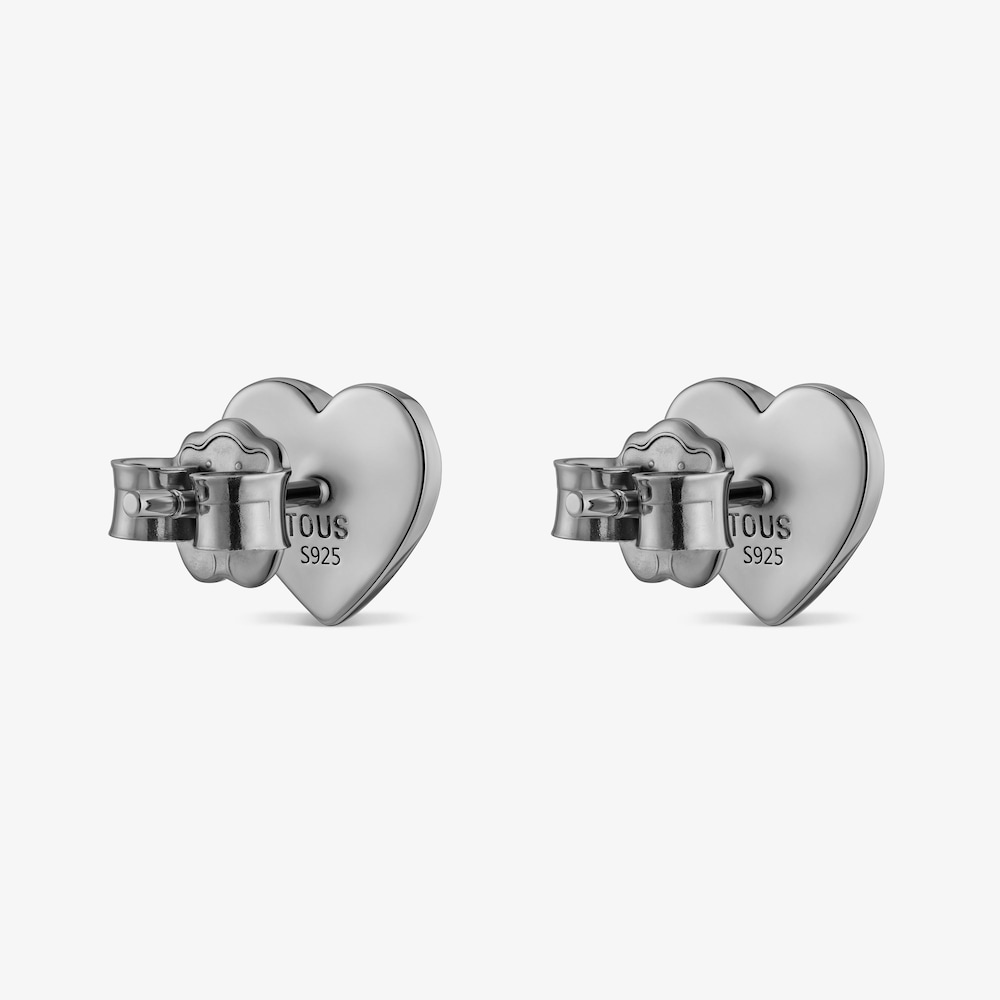 Boucles d&rsquo;oreilles c&oelig;ur en argent dark silver Icon Metal