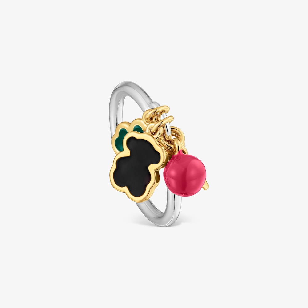 Anillo tr&eacute;bol bicolor y esmalte TOUS Eureka