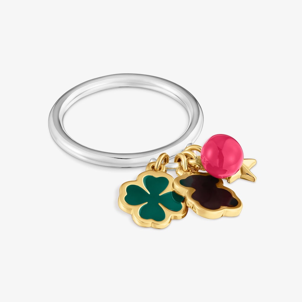 Anillo tr&eacute;bol bicolor y esmalte TOUS Eureka