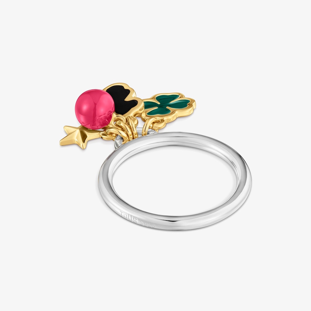 Anillo tr&eacute;bol bicolor y esmalte TOUS Eureka