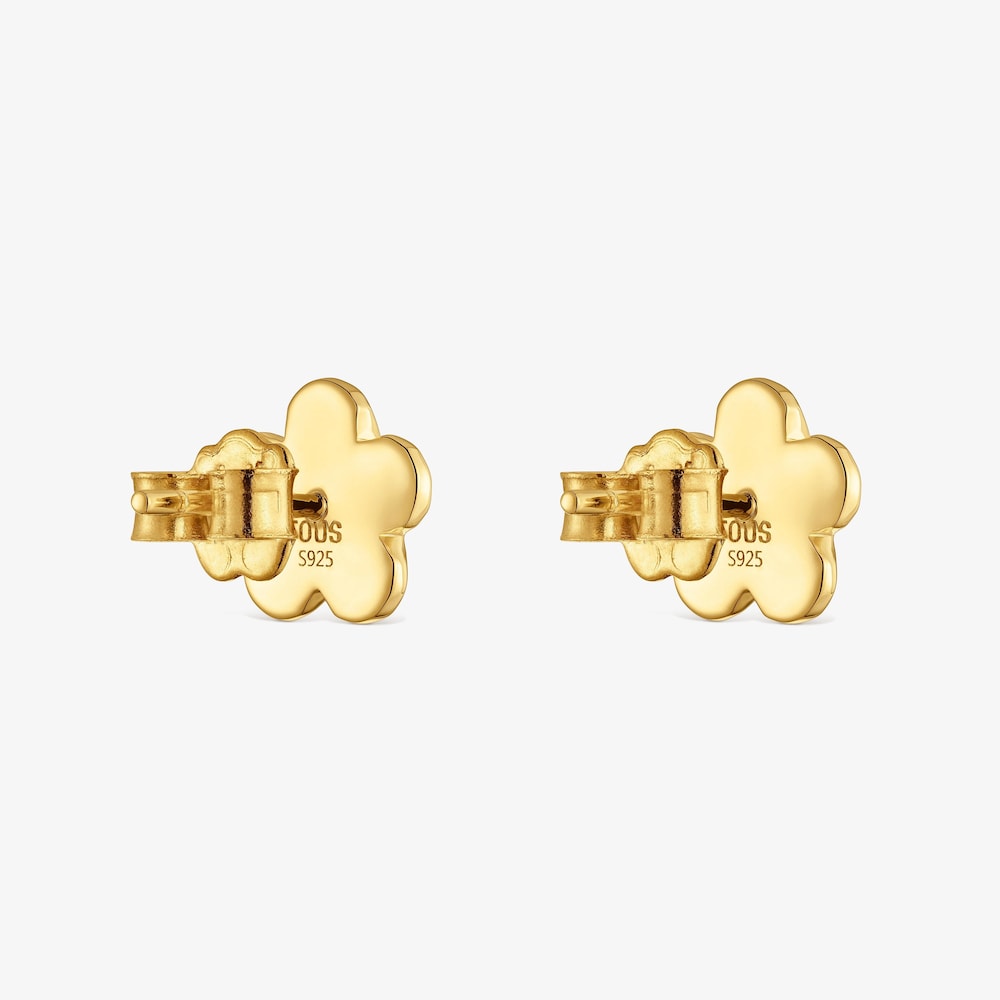 Boucles d&rsquo;oreilles fleur en argent plaqu&eacute; or 18&nbsp;ct Icon Metal