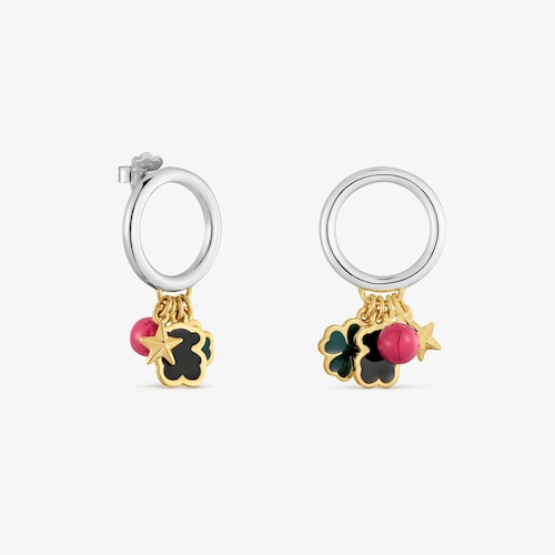 Pendientes tr&eacute;bol bicolor y esmalte TOUS Eureka