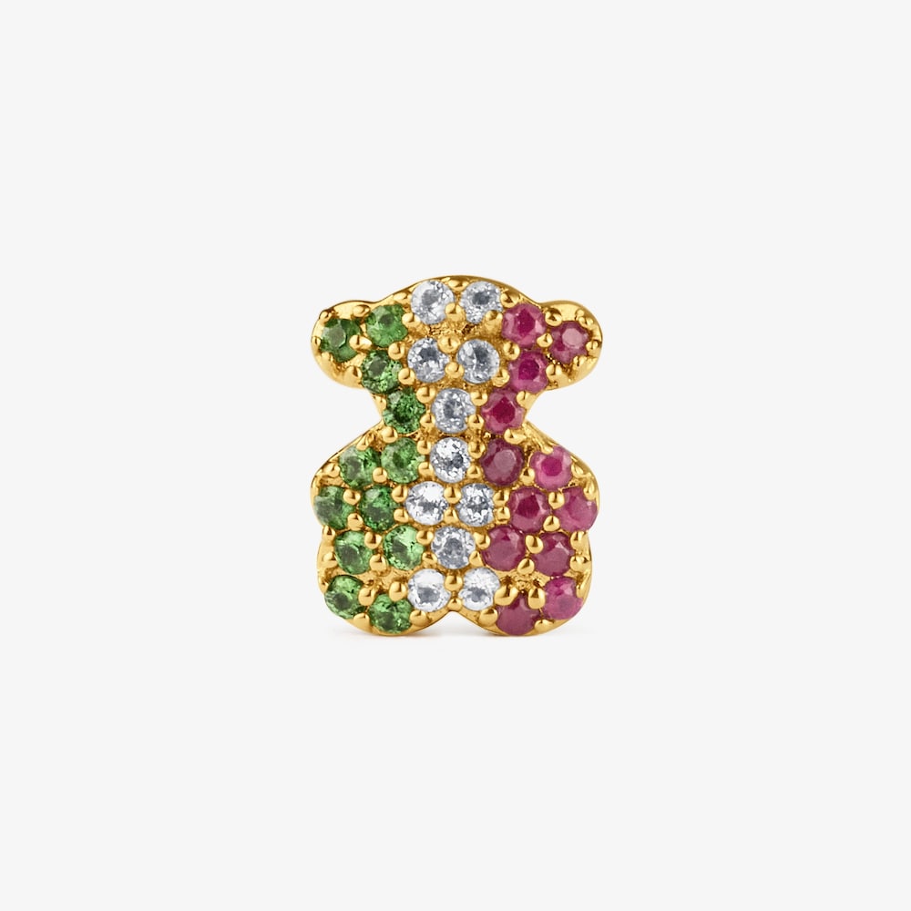 Charm orsetto in argento placcato oro e pietre preziose MX TOUS Universe