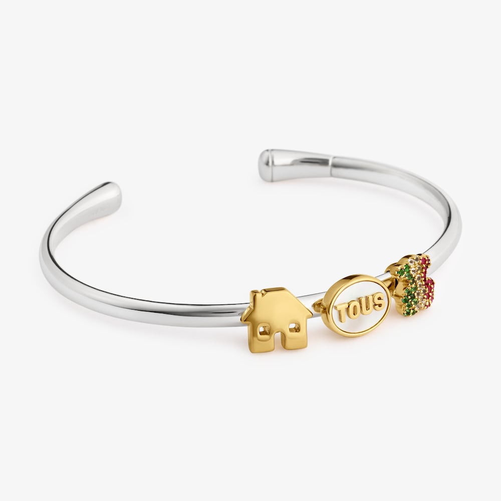 Charm orsetto in argento placcato oro e pietre preziose MX TOUS Universe