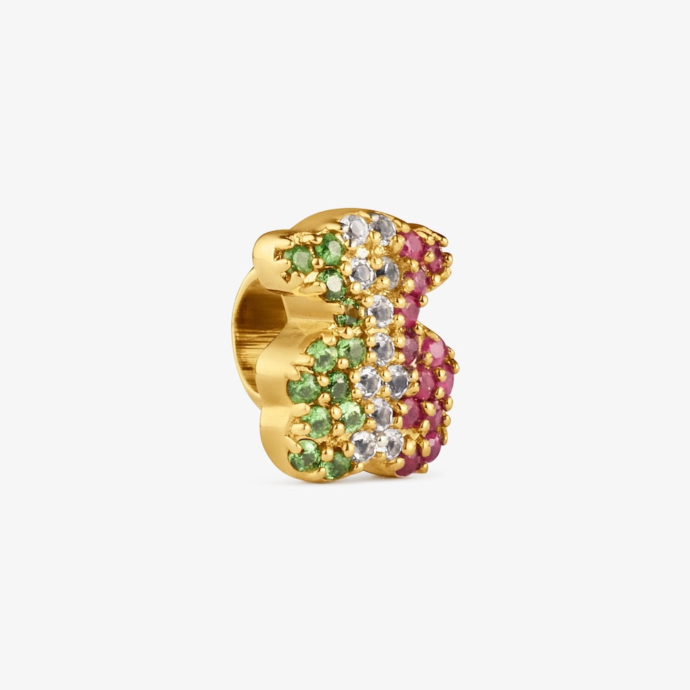 Charm orsetto in argento placcato oro e pietre preziose MX TOUS Universe