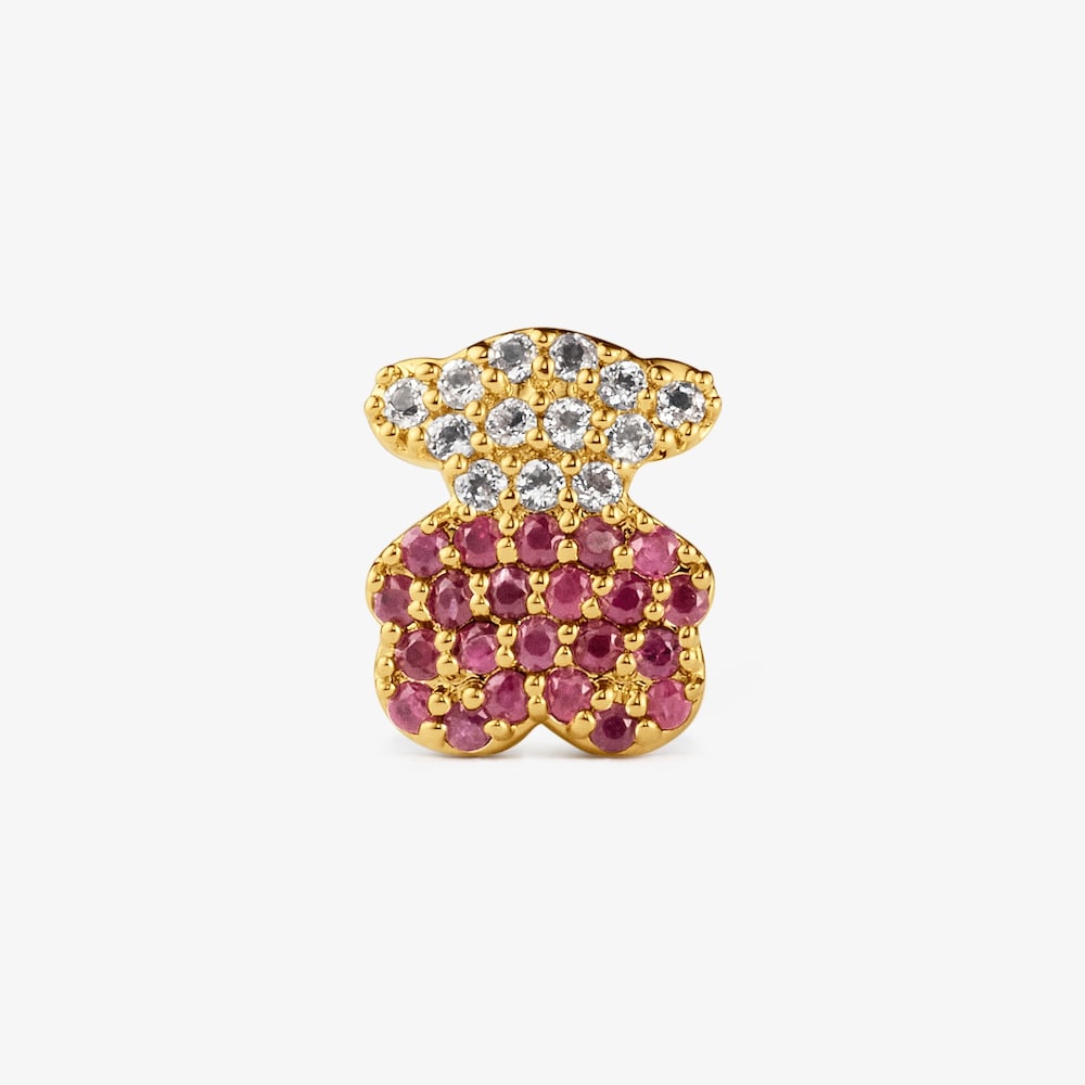 Charm orsetto in argento placcato oro e pietre preziose PL TOUS Universe