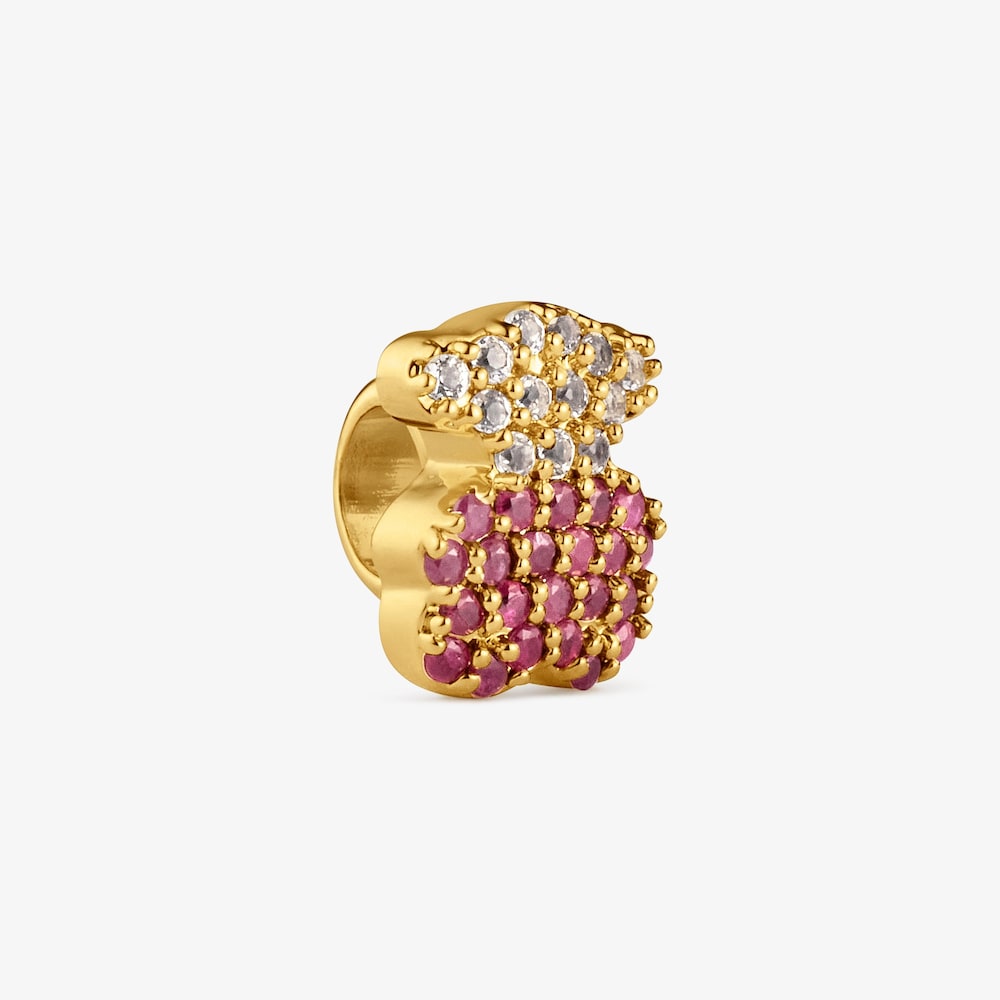 Charm orsetto in argento placcato oro e pietre preziose PL TOUS Universe