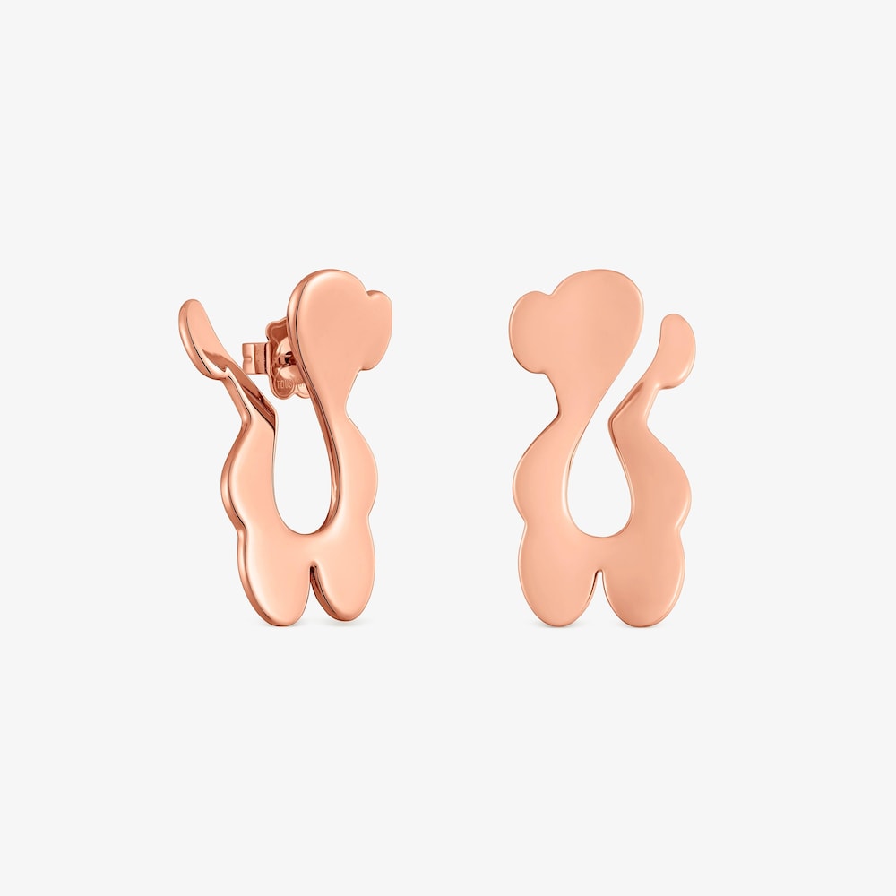 S rose-colored steel bear Earrings TOUS Strain