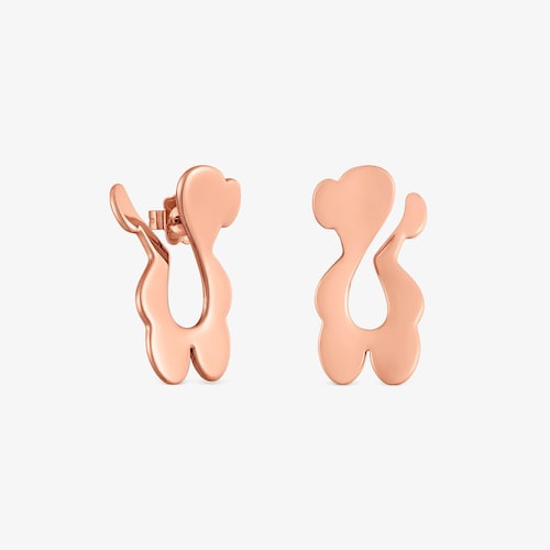 S rose-colored steel bear Earrings TOUS Strain