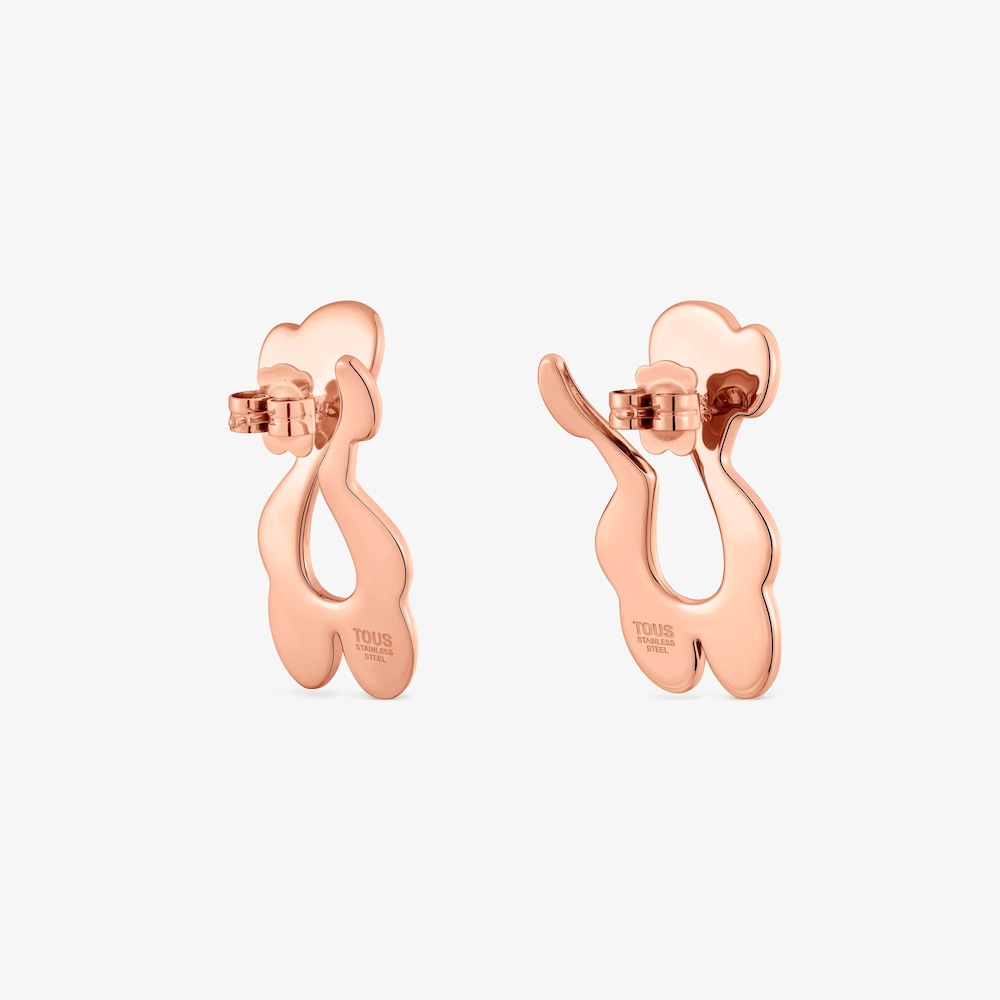 S rose-colored steel bear Earrings TOUS Strain