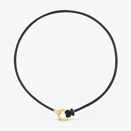 Zweifarbige Halskette mit Onyx und Lederkordel TOUS Gem Power